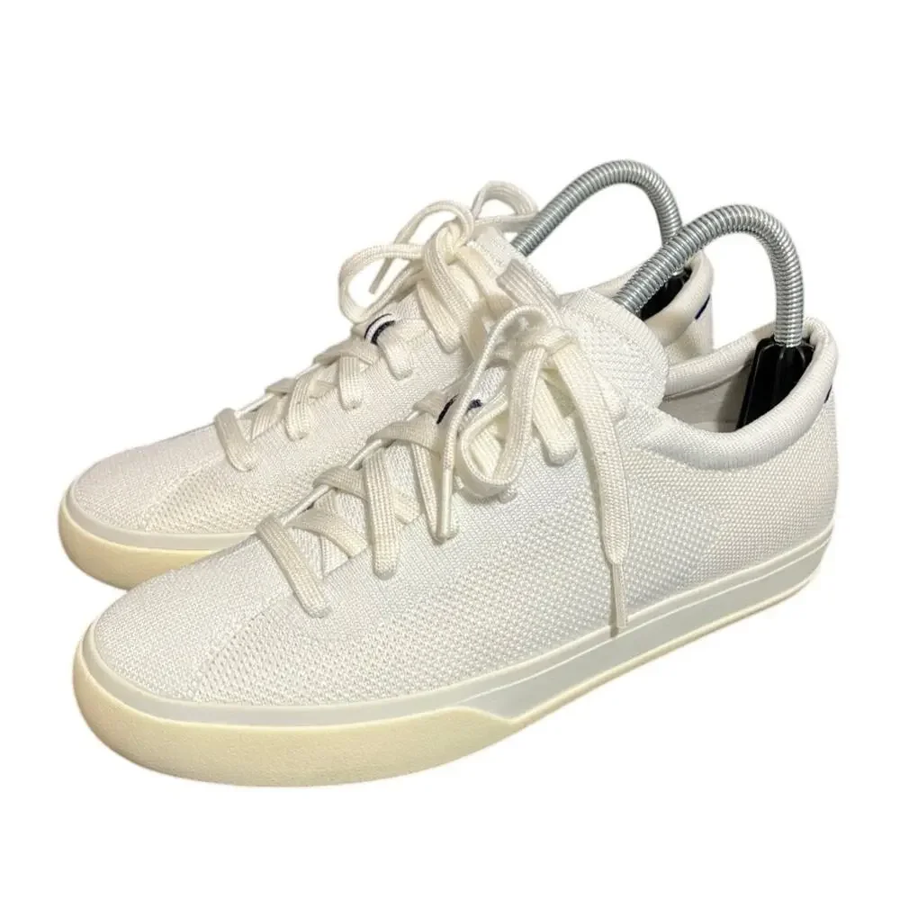 Rothy’s The Lace Up Sneaker‎ Women's Size 9 White Knit Contoured Footbed Shoes